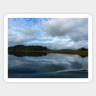 Lagoon reflections in a cloudy day Sticker